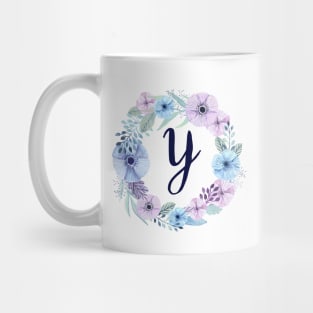 Floral Monogram Y Icy Winter Blossoms Mug